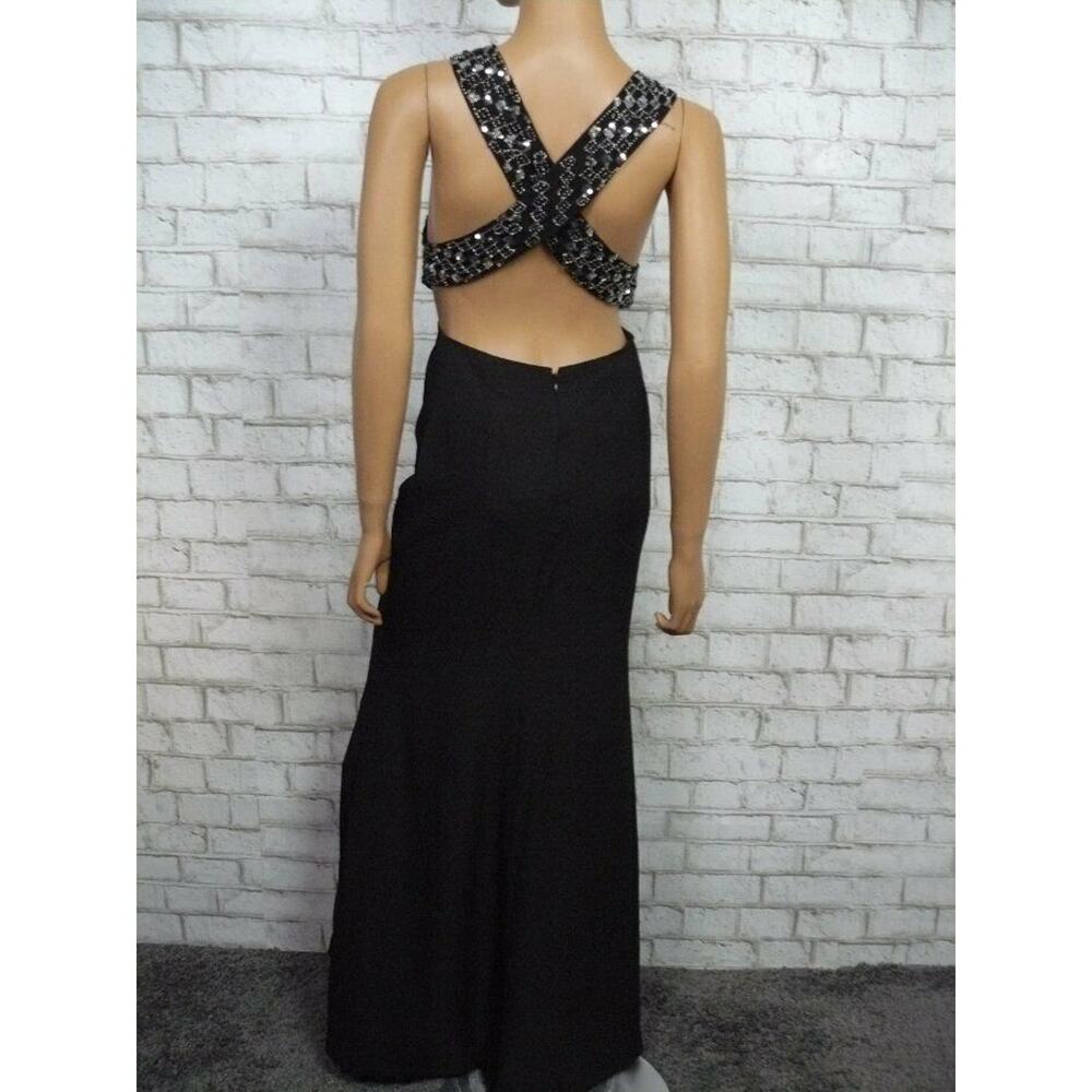 $458 X by NBD Black Beaded Silver Sequin Blanka Dress Cutout X Back XS NWT - Picture 11 of 12